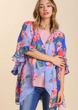 Load image into Gallery viewer, Floral Ruffle Sleeve Kimono