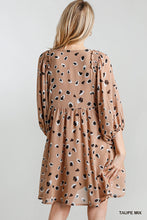 Load image into Gallery viewer, Animal Print Puff Sleeve Babydoll Dress
