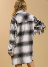 Load image into Gallery viewer, Plaid Shacket With Fringe Detail