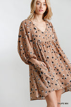 Load image into Gallery viewer, Animal Print Puff Sleeve Babydoll Dress