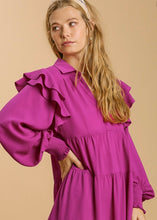 Load image into Gallery viewer, Ruffle Long Sleeve Tiered Maxi Dress