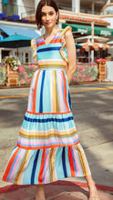 Load image into Gallery viewer, Multi Striped Tiered Dress