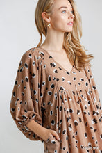 Load image into Gallery viewer, Animal Print Puff Sleeve Babydoll Dress