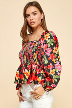 Load image into Gallery viewer, Black Floral Top