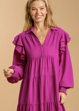 Load image into Gallery viewer, Ruffle Long Sleeve Tiered Maxi Dress