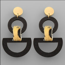 Load image into Gallery viewer, Wood Geometric &amp; Leather Earring