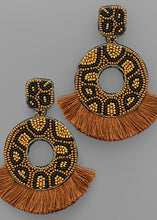 Load image into Gallery viewer, Leopard Circle &amp; Tassel Earring