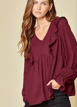 Load image into Gallery viewer, Long Sleeve Ruffle Top