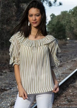 Load image into Gallery viewer, Ruffle Sleeve Stripe Top