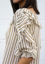 Load image into Gallery viewer, Ruffle Sleeve Stripe Top