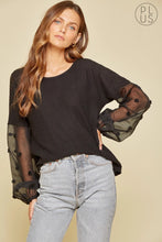 Load image into Gallery viewer, Black Top with Shear Sleeve