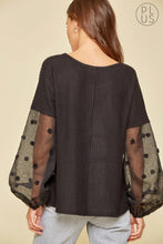 Load image into Gallery viewer, Black Top with Shear Sleeve