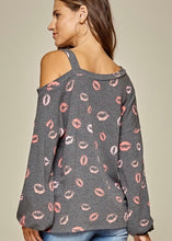Load image into Gallery viewer, Charcoal Lips Cold Shoulder Sweater
