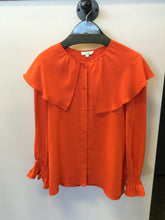 Load image into Gallery viewer, Orange Ruffle Collar Blouse